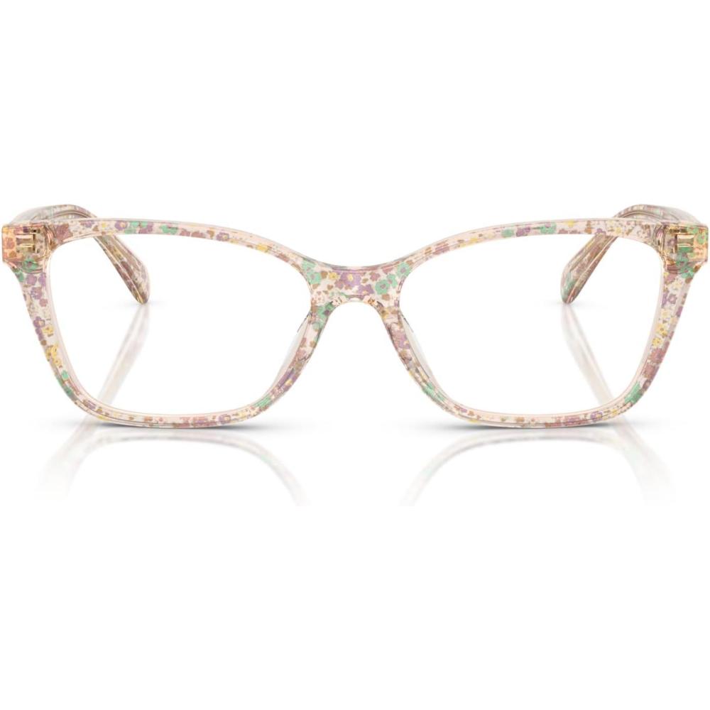 imageCoach Womens Hc6248u Rivet Universal Fit Cat Eye Prescription Eyewear FramesTransparentFloral FieldDemo Lens