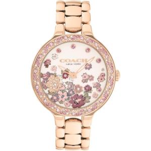 imageCOACH Chelsea Womens 2H Quartz Watch  36mm Stainless Steel Bracelet  CrystalSet Bezel with Floral Design  Premium Fashion Timepiece  Gift for HerRose Gold