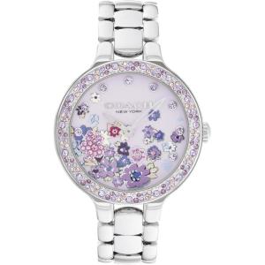 imageCOACH Chelsea Womens 2H Quartz Watch  36mm Stainless Steel Bracelet  CrystalSet Bezel with Floral Design  Premium Fashion Timepiece  Gift for HerSilver