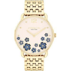 imageCOACH Elliot Womens 2H Quartz Watch  36mm Stainless Steel Bracelet  Colorful Floral Design  Premium Fashion  Gift for HerGold Plated