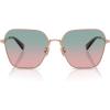 imageCOACH Womens Hc7168 Metal C Hardware Butterfly SunglassesShiny Rose GoldForest Grape Gradient