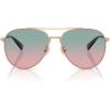 imageCOACH Womens Hc7169 Metal C Hardware Aviator SunglassesShiny Rose GoldForest Grape Gradient