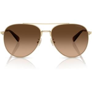 imageCOACH Womens Hc7169 Metal C Hardware Aviator SunglassesShiny Light GoldBrown Gradient