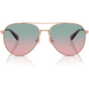 imageCOACH Womens Hc7169 Metal C Hardware Aviator SunglassesShiny Rose GoldForest Grape Gradient