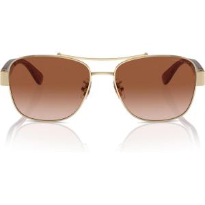 imageCoach Womens Hc7161 Aviator SunglassesShiny Light GoldBrown Gradient
