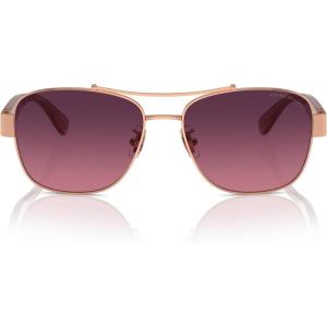imageCoach Womens Hc7161 Aviator SunglassesShiny Rose GoldBurgundy Gradient Polarized