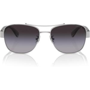imageCoach Womens Hc7161 Aviator SunglassesShiny SilverGrey Gradient