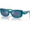 imageCOACH Womens Hc8390u Sculpted C Hardware Universal Fit Rectangular SunglassesMilky Ocean BlueBlue Mirrored