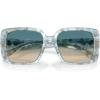 imageCoach Womens Hc8424f Low Bridge Fit Square SunglassesPearlized Blue WatercolorBlue Yellow Gradient