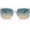 imageCoach Womens Hc8424f Low Bridge Fit Square SunglassesPearlized Blue WatercolorBlue Yellow Gradient