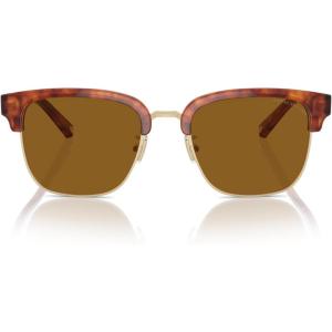 imageCOACH Mens HC8326 Square Sunglasses Caramel TortoiseLight GoldBrown Solid Polarized 52 mm