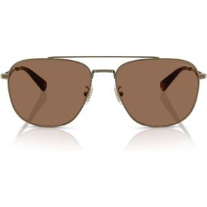 imageCOACH Mens Hc7172 Metal C Hardware Aviator SunglassesAntique GoldBrown Solid