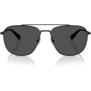 imageCOACH Mens Hc7172 Metal C Hardware Aviator SunglassesSatin BlackGrey Solid