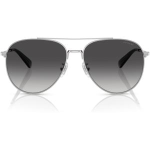 imageCOACH Womens Hc7169 Aviator SunglassesShiny SilverGrey Gradient