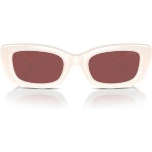 imageCOACH Womens Hc8390u Sculpted C Hardware Universal Fit Rectangular SunglassesMilky CloudWine Solid