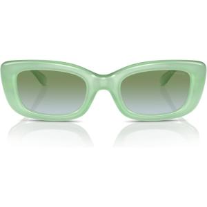 imageCOACH Womens Hc8390u Sculpted C Hardware Universal Fit Rectangular SunglassesMilky MintGreen Blue Gradient