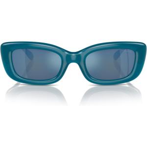 imageCOACH Womens Hc8390u Sculpted C Hardware Universal Fit Rectangular SunglassesMilky Ocean BlueBlue Mirrored