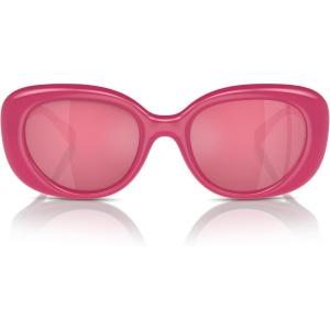 imageCOACH Womens Hc8391u Sculpted C Hardware Universal Fit Oval SunglassesMilky MagentaPink Mirrored