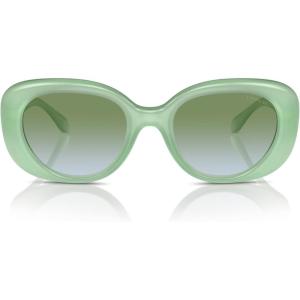 imageCOACH Womens Hc8391u Sculpted C Hardware Universal Fit Oval SunglassesMilky MintGreen Blue Gradient