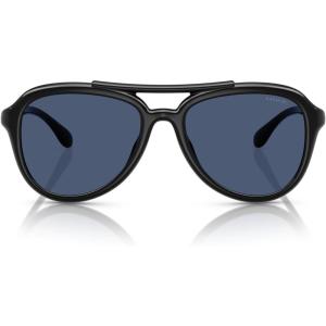 imageCOACH Womens Hc8406u Sculpted C Hardware Universal Fit Aviator SunglassesBlackBlue Solid