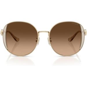 imageCoach Womens Hc7176b Round SunglassesShiny Light GoldFawnBrown Gradient