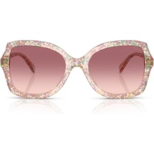 imageCoach Womens Hc8410u Universal Fit Butterfly SunglassesTransparentFloral FieldPurple Pink Gradient