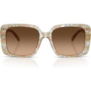 imageCoach Womens Hc8424f Low Bridge Fit Square SunglassesPearlized Brown WatercolorBrown Gradient