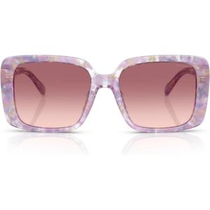 imageCoach Womens Hc8424f Low Bridge Fit Square SunglassesPearlized Purple WatercolorPurple Pink Gradient