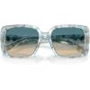 imageCoach Womens Hc8424u Universal Fit Square SunglassesPearlized Blue WatercolorBlue Yellow Gradient