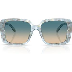 imageCoach Womens Hc8424u Universal Fit Square SunglassesPearlized Blue WatercolorBlue Yellow Gradient