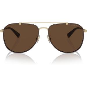 imageCoach Mens Hc7164 Aviator SunglassesLight GoldDark TortoiseDark Brown Solid