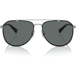 imageCoach Mens Hc7164 Aviator SunglassesSatin GunmetalBlackGrey Solid Polarized