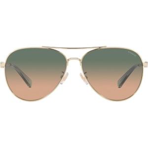 imageCoach Womens Hc7140 Aviator SunglassesShiny Light GoldGreen Brown Gradient