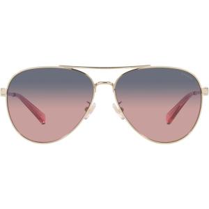imageCoach Womens Hc7140 Aviator SunglassesShiny Light GoldPlum Purple Scarlet Gradient
