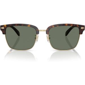 imageCOACH HC8412 Rivet Square Sunglasses Light GoldDark TortoiseGreen Solid 56 mm