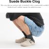 imageCoach Mens Suede Buckle ClogCharcoalBlack