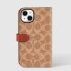 imageCoach Signature Canvas Slim Wrap iPhone 15 Plus Case Compatible with Wireless Charging  Signature CharcoalTan Wallet