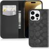 imageCoach Signature Canvas Two Piece Detachable Wallet Folio iPhone 15 Pro Case Compatible with Wireless Charging  Signature CharcoalCharcoal Wallet
