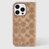 imageCoach Signature Canvas Two Piece Detachable Wallet Folio iPhone 15 Pro Case Compatible with Wireless Charging  Signature CharcoalTan Wallet
