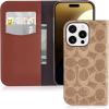 imageCoach Signature Canvas Two Piece Detachable Wallet Folio iPhone 15 Pro Case Compatible with Wireless Charging  Signature CharcoalTan Wallet