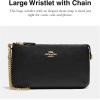 imageCoach Womens Crossgrain Leather Wristlet W ChainBlack