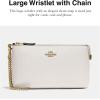 imageCoach Womens Crossgrain Leather Wristlet W ChainChalk
