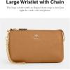 imageCoach Womens Crossgrain Leather Wristlet W ChainKhaki Saddle