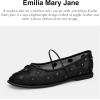 imageCoach Womens Emilia Mary Jane with Tea Rose Flat CharcoalBlack 5