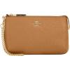 imageCoach Womens Crossgrain Leather Wristlet W ChainKhaki Saddle