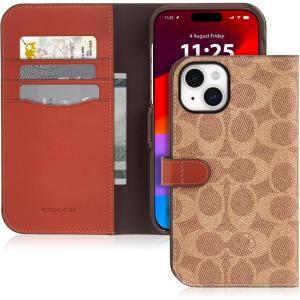 imageCoach Signature Canvas Slim Wrap iPhone 15 Plus Case Compatible with Wireless Charging  Signature CharcoalTan Wallet