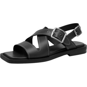 imageCoach Womens Archival Buckle Flat Sandal PlatformBlack
