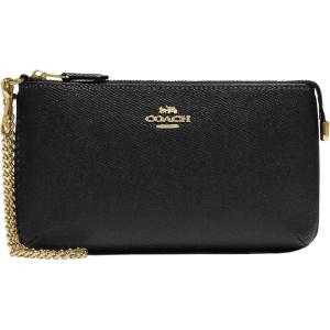 imageCoach Womens Crossgrain Leather Wristlet W ChainBlack