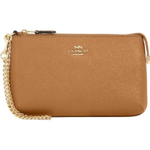 imageCoach Womens Crossgrain Leather Wristlet W ChainKhaki Saddle