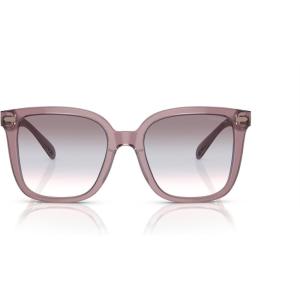 imageCoach Womens Hc8381f Low Bridge Fit Square SunglassesTransparent RoseBlushPurple Blue Peach Gradient